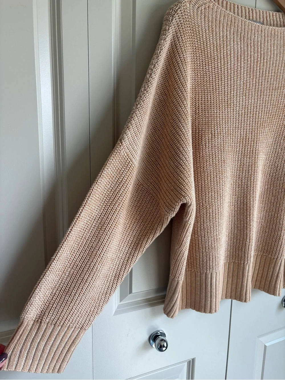 NWT J. Crew Ribbed Funnelneck Sweater in Linen-Cotton Blend Summer 2025 Size XL